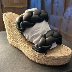 Kenneth Cole Black Woven Espadrille Sandals